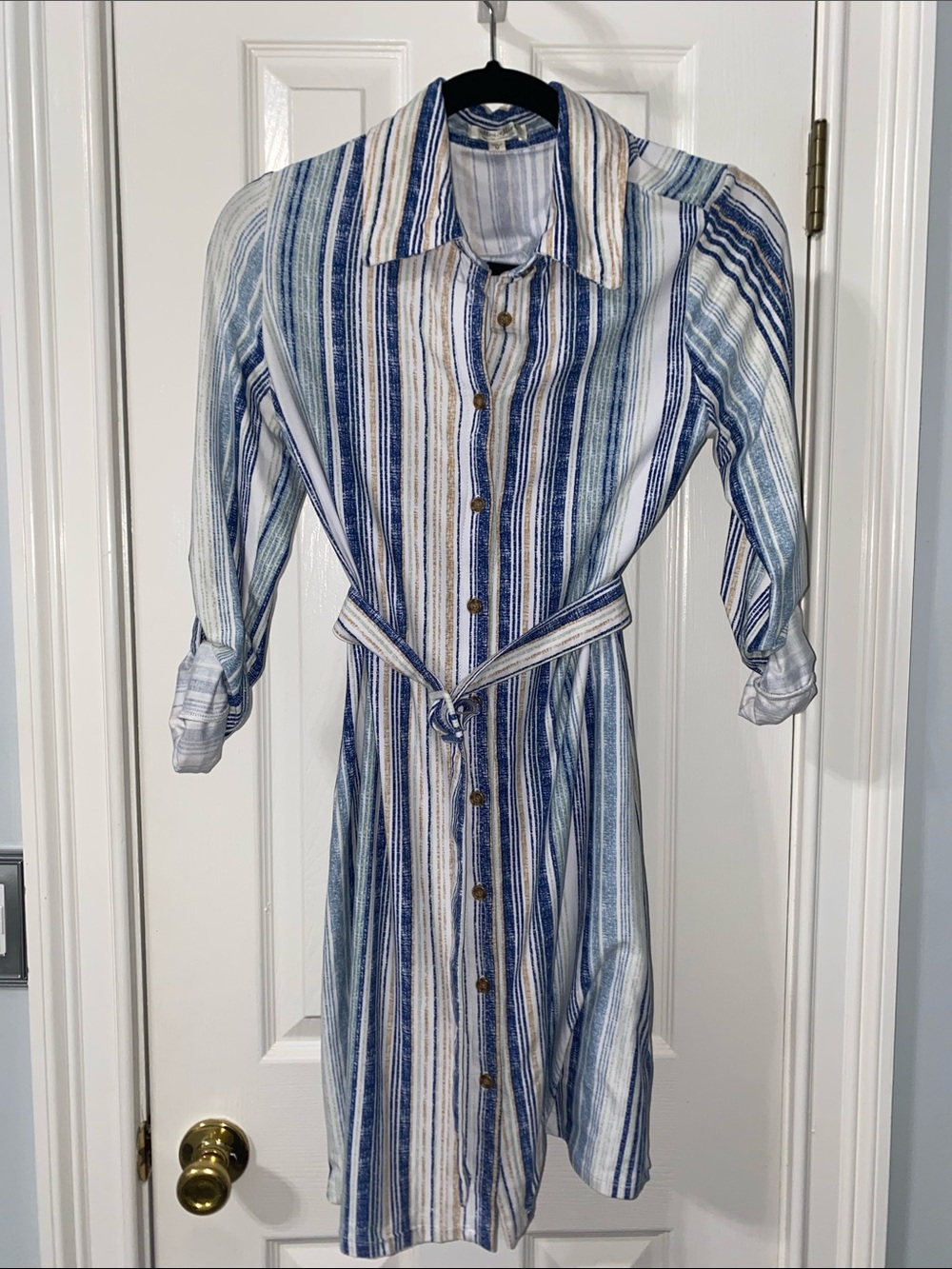 Ultra Flirt Blue and White Striped Top Medium